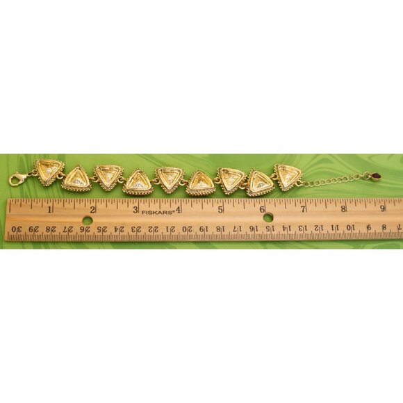 Vintage Geometric Blood Triangles Art Deco Bracelet 8 inch - W11 - Picture 3 of 3